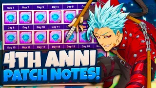 4th Anniversary Patch Notes are HERE! TONS of FREE DIAMONDS and MORE! | 7DS Grand Cross