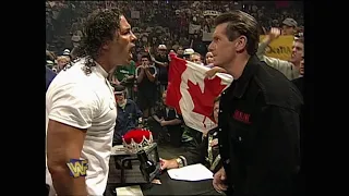 Vince McMahon Stands Up to Bret Hart after being Assaulted during HHH vs Patriot match! 1997 (WWF)