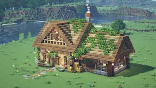 Minecraft | 외양간이 있는 스타터 생존 농장 집 건축 방법