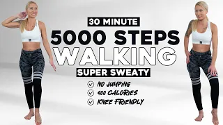 5000 STEPS IN 30 Min Walking For Fat Burn Knee Friendly Weight Loss Cardio Super Fun,  No Jumping