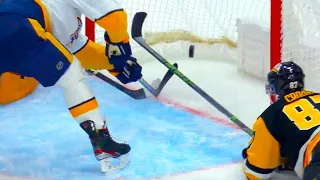 Sidney Crosby Diving Goal (FULL CLIP) Penguins vs Predators | NHL Highlights