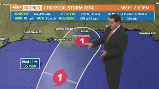 Tuesday 4 am Tropical Update: Zeta weakens to tropical storm, expected to strengthen again