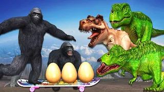 Gorilla vs Dinosaur Amazing Fight || Gorilla cartoon funny video by Mr Lavangam