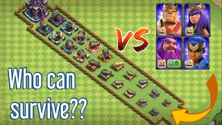 All Max Heroes Vs All level canons|Who can survive? |Clash of clans