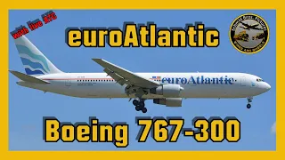 EuroAtlantic Airways (opf Vueling) Boeing 767-300 (CS-TRN) landing runway 14 at ZRH (with live ATC)