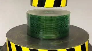 EXPERIMENT HYDRAULIC PRESS 100 TON vs Stack of 50 CD's