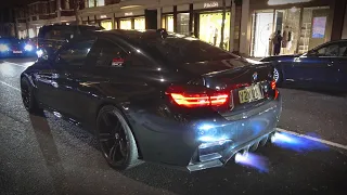 Loud BMW M4 F82 - revs and shooting flames in Central London!