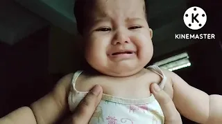 cute baby cries when parents  scolds her..
