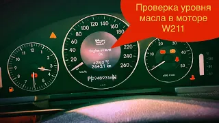 Показываю как проверить уровень масла в моторе на Мерседес W211