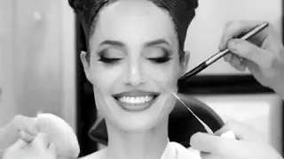 Beautiful Angelina Jolie become Maleficent make up