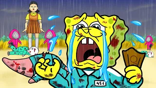 Spongebob in the SQUID GAME ANIMATION ! Red Light -Green Light Challenge | Sad Story Spongebob Life