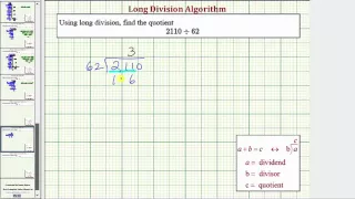 Ex: Long Division - 4 Digit Divided by 2 Digit (With Remainder)