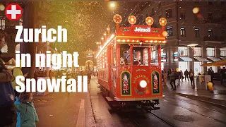 Experience Zurich at night during the first snowfall of 2023  a magical winter wonderland! ❄️🌃🇨🇭