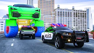 Giant sports car Jax VS Police Cars | Wheel City Heroes (WCH) Police Truck Cartoon