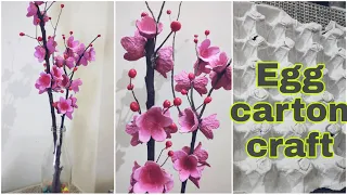 easy flowers from egg tray | egg carton craft | cherry blossom