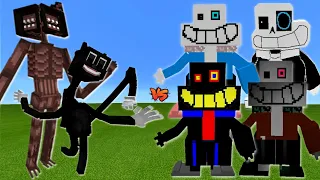 CARTOON CAT, SIRENHEAD V3 vs. SANESS BROTHERS | Trevor Henderson Creatures vs. Undertale | Minecraft