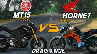 Honda Hornet vs Yamaha MT15 Race