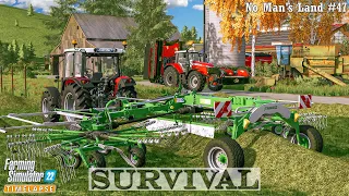 Survival in No Man's Land #47🔸Baling Grass & Wrapping Bales. Selling Raisins & Grape Juice🔸FS 22🔸4K