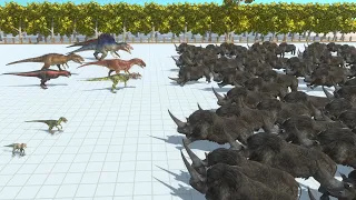 100 Woolly Rhinoceros vs ALL TEAMS Animal Revolt Battle Simulator