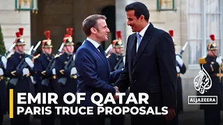 Emir of Qatar and President Macron meet in Paris to discuss Israel's ongoing war on Gaza