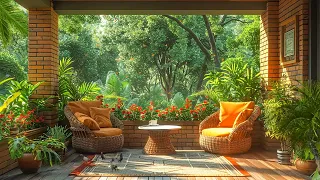 🌤️ Cozy Porch Ambience ☕ Gentle Spring Atmosphere & Smooth Cafe Bossa Nova Jazz for Your Workday