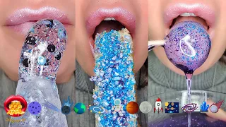 Satisfying ASMR Eating Galaxy Space Themed Emoji Food Mukbang 먹방