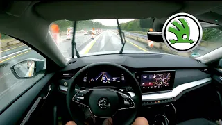 Skoda travel assist real life test in rain and site | Skoda Octavia POV driving lane assistant ACC✔️