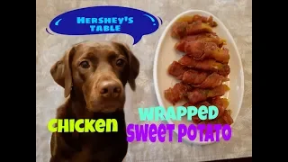 DIY dog treats for your Loving Dog -Simple &Easy "Chicken wrapped sweet potato