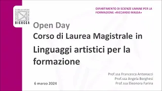 Presentazione del Corso di Laurea Magistrale in "Linguaggi Artistici per Formazione"