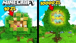 DOMEK NA DRZEWIE ZA 10 ZŁ VS DOMEK NA DRZEWIE ZA 10000 ZŁ W MINECRAFT! || MINECRAFT PRESTIŻ