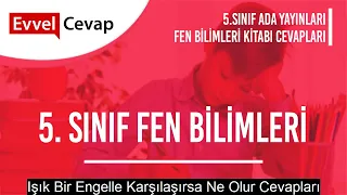 5. Sınıf Ada Yayıncılık Fen Bilimleri Ders Kitabı Işık Bir Engelle Karşılaşırsa Ne Olur Cevapları