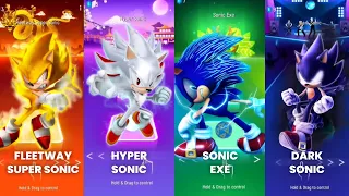 Sonic: Fleetway Super Sonic vs Hyper Sonic vs Sonic Exe vs Dark Sonic | Tiles Hop EDM Rush