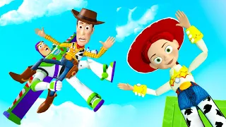 GTA 5 Jessie, Buzz Lightyear & Woody Jumping off Highest Buildings - Ragdolls Fails [Toy Story] #13