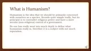 Humanism / pt 1