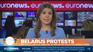 Belarus protests: Riot police use stun grenades as opposition calls for a general strike