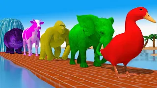 Paint Animals Game Duck,Gorilla,Cow,Elephant Fountain Crossing Transformation Animal Cartoon