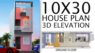 10X30 House plan with 3d elevation design by nikshail