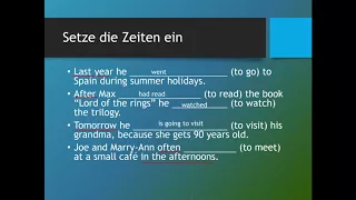 Englisch Übungen | Verschiedene Zeiten einsetzen