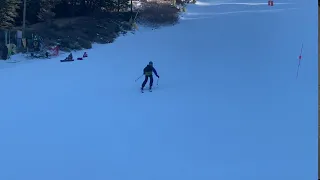 Skiier gets decked by snowboarder