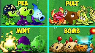 4 Team PEA x PULT x MINT x BOMB - Who Will Win? - Pvz 2 Team Plant vs Team Plant