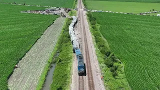 Drone footage shows derailed train in Missouri