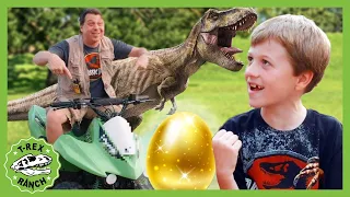 Dinosaur Egg Hunt on Quad Bikes! T-Rex Ranch Dinosaurs for Kids