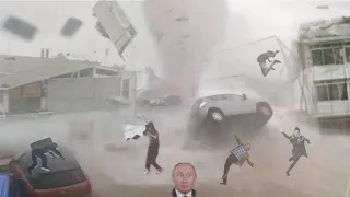 Incredible Windstorm hits Russia Windspeed of 300 KM/H! Strong Rain storm in Moscow