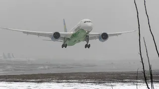 Moscow was covered with snow a little. Uzbeks on a Dreamliner in Vnukovo (2022)