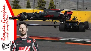 F1 Romain Grosjean Crash Compilation