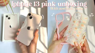 Iphone 13 pink unboxing with accessories (aesthetic) | 256 gb