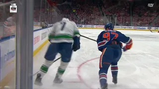 McDavid high stick on Soucy: accident, embellishment, or intentional? - Have your say!