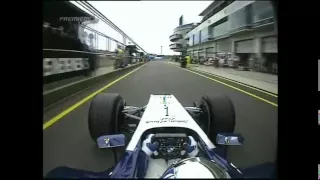 F1 2004-Europe GP-Juan Pablo Montoya-Williams BMW- V10 Sound with Crash at the start