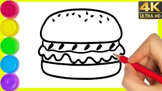 How to draw a Cheese burger drawing easy drawing || Burger 🍔 drawing easy step by step with colour.