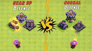 Gear UP Defense VS Normal Defense + Super Troops | Clashofclans